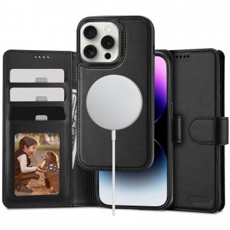 Juodas atverčiamas dėklas "Tech-Protect Wallet Magsafe" telefonui iPhone 16 Pro