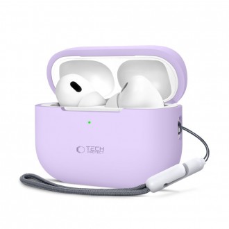 Levandų spalvos ausinių dėklas "Tech-Protect Silicone Hook" skirtas Apple Airpods Pro 1 / 2