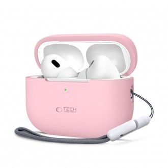 Rožinės spalvos ausinių dėklas "Tech-Protect Silicone Hook" skirtas Apple Airpods Pro 1 / 2