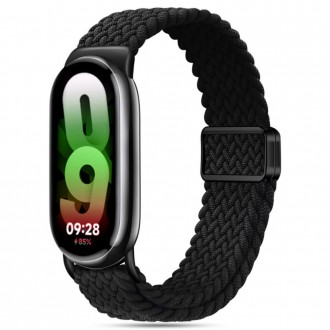 Juodos spalvos tekstilinis dirželis "Tech-Protect Nylonmag" laikrodžiui Xiaomi Smart Band 8 / 9 / NFC 