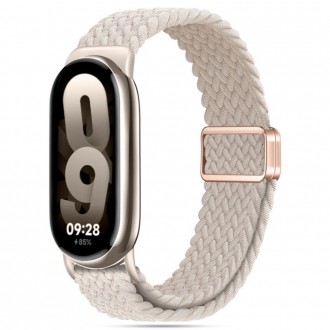 Kreminės spalvos tekstilinis dirželis "Tech-Protect Nylonmag" laikrodžiui Xiaomi Smart Band 8 / 9 / NFC 