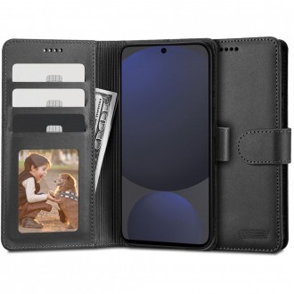 Juodas atverčiamas dėklas "Tech-Protect Wallet Magsafe" telefonui Samsung Galaxy S24 FE