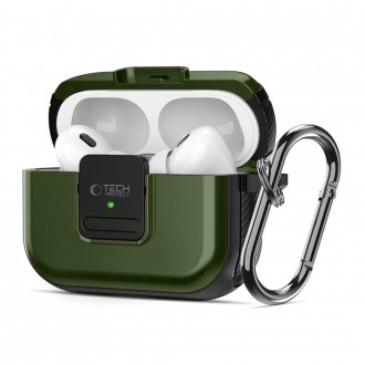 Žalias dėklas "Tech-Protect Defender Hook Magsafe" skirtas Apple Airpods Pro 1 / 2