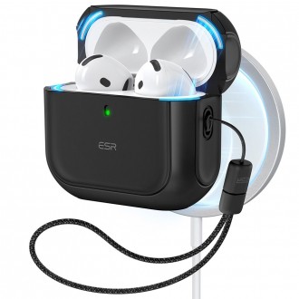 Juodas ausinių dėklas "ESR Orbit Halolock Magsafe" skirtas Apple Airpods 4