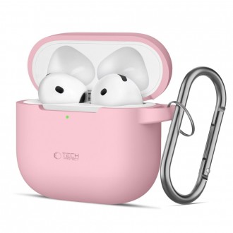 Rožinis ausinių dėklas "Tech-Protect Silicone Hook" skirtas Apple Airpods 4