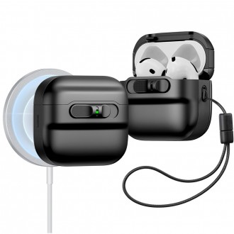 Juodos spalvos ausinių dėklas "ESR Pulse Halolock Magsafe" skirtas Apple Airpods 4