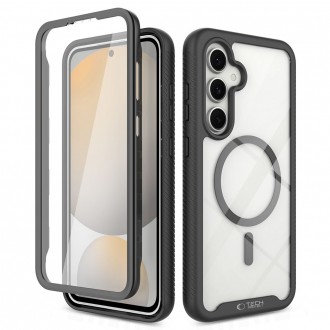 Juodais kraštais permatomas dėklas "Tech-Protect Defense360" telefonui Samsung Galaxy S24 FE