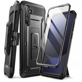 Juodas itin tvirtas dviejų dalių dėklas "Supcase Unicorn Beetle Pro" telefonui Samsung Galaxy S24 FE