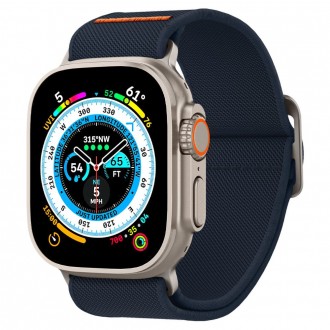 Mėlynas tekstilinis dirželis "Spigen Fit Lite Ultra" laikrodžiui Apple Watch 4 / 5 / 6 / 7 / 8 / 9 / 10 / SE / ULTRA 1 / 2 (44 / 45 / 46 / 49 MM) 