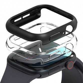 Dėklai "Ringke Slim" (2vnt) juodas/skaidrus laikrodžiui Apple Watch 10 (46 MM)
