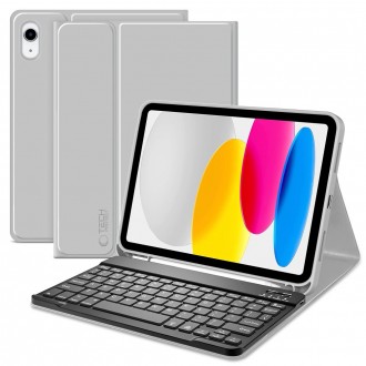 Pilkas atverčiamas dėklas su klaviatūra "Tech-Protect SC Pen + Keyboard" skirtas Apple iPad 10.9” 10 / 2022 / 11” 11 / 2025