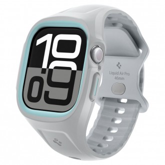 Pilkos spalvos sportinio stiliaus apyrankė/dėklas "Spigen Liquid Air Pro" laikrodžiui Apple Watch 10 (46 MM)