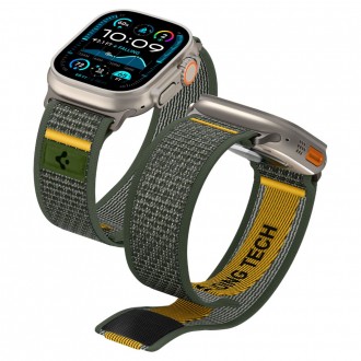 Žalias tekstilinis dirželis "Spigen Athlex Air" laikrodžiui Apple Watch 6 / 7 / 8 / 9 / 10 / SE / ULTRA 1 / 2 (44 / 45 / 46 / 49 MM)