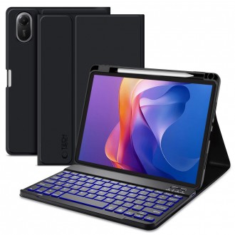 Juodas atverčiamas dėklas su klaviatūra "Tech-Protect SC Pen + Keyboard" skirtas Xiaomi Redmi Pad 2 11.0 