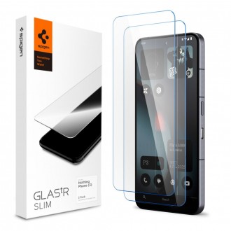 Skaidrus apsauginis grūdintas stiklas (2vnt)"Spigen Glas.Tr Slim 2-Pack" telefonui Nothing Phone 3