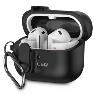 Juodas dėklas "Tech-Protect Slim Hook" ausinėms Samsung Galaxy Buds 3 / 3 FE / 3 PRO