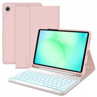 Rožinis atverčiamas dėklas su klaviatūra "Tech-Protect SC Pen + Keyboard" skirtas Samsung Galaxy Tab A9 / A11 8.7 X110 / X115 / X133 / X135