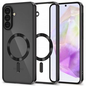 Skaidrus dėklas su satino juodomis detalėmis "Tech-Protect Magflex Magsafe" telefonui Samsung Galaxy A37 5G