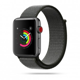 Tamsiai pilka apyrankė Tech-Protect "Nylon" laikrodžiui Apple Watch 4 / 5 / 6 / 7 / 8 / 9 / SE / ULTRA 1 / 2 (42 / 44 / 45 / 49 MM)