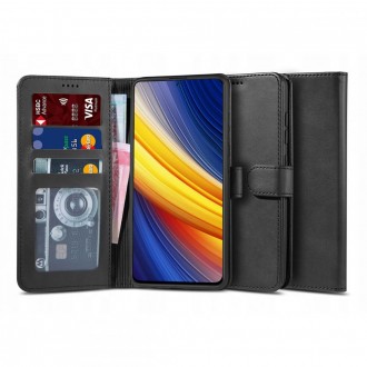 Juodas atverčiamas dėklas ''Tech-Protect Wallet 2'' telefonui Xiaomi Poco X3 NFC 