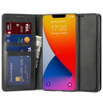 Juodas atverčiamas dėklas "TECH-PROTECT WALLET" telefonui iPhone 14 Plus