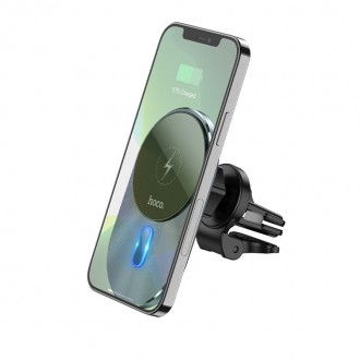 Automobilinis Universalus telefono laikiklis/kroviklis "Hoco CA91 Magnetic Magsafe Vent" tvirtinamas į ventiliacijos groteles