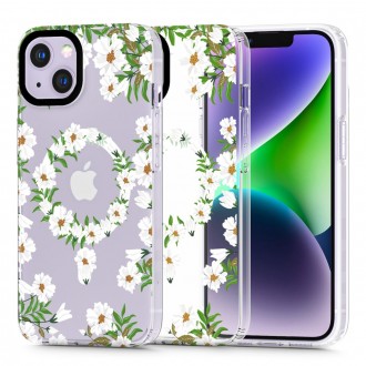 Skaidrus gėlėtas dėklas "Tech-Protect Magmood Magsafe White Daisy" telefonui iPhone 14