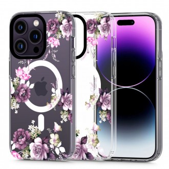 Skaidrus gėlėtas dėklas "Tech-Protect Magmood Magsafe Spring Floral" telefonui iPhone 14 Pro Max