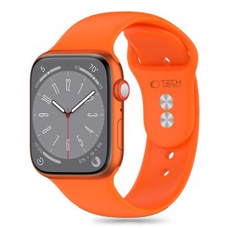 Oranžinės spalvos apyrankė "Tech-Protect Silicone" laikrodžiui Apple Watch 4 / 5 / 6 / 7 / 8 / 9 / 10 / SE (38 / 40 / 41/ 42 MM)