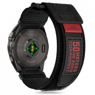 Juodos spalvos tekstilinis dirželis "Tech-Protect Scout Pro" laikrodžiui Garmin Fenix 5X / 5X PLUS / 6X / 6X PRO / 7X / 8 (51 MM)