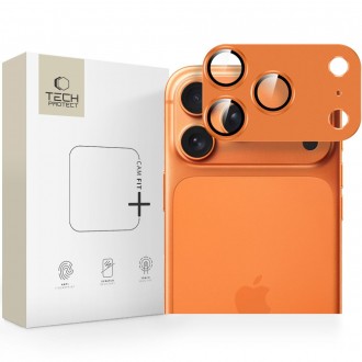 Oranžinės spalvos kameros apsauga "Tech-Protect Camfull Fit+" telefonui Apple iPhone 17 Pro Max
