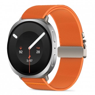 Oranžinis tekstilinis dirželis Tech-Protect Nylon Clasp laikrodžiui Samsung Galaxy Watch 8 / 9 / CLASSIC (40 / 44 / 46 MM)