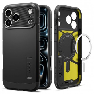 Tvirtas dviejų sluoksnių dėklas su stovu Spigen Tough Armor T Magsafe telefonui Apple iPhone 17 PRO MAX / 18 PRO MAX BLACK