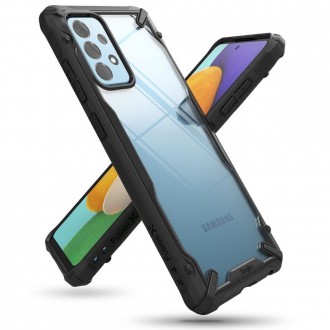 Skaidrus juodais, tvirtais kraštais RINGKE "Fusion X" dėklas telefonui A52 / A52 5G