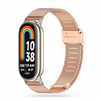 Rožinio aukso spalvos apyrankė "Tech-Protect Milaneseband" laikrodžiui Xiaomi Smart Band 8 / 8 NFC