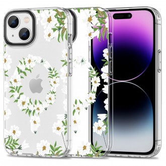 Skaidrus gėlėtas dėklas "Tech-Protect Magmood Magsafe White Daisy" telefonui iPhone 15