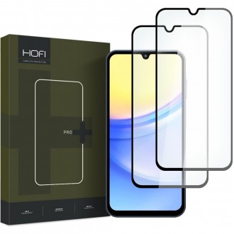 Apsauginis grūdintas stiklas juodais krašteliais Hofi Glass Pro+ (2vnt.) telefonui Samsung Galaxy A15 4G / 5G / A25 5G 
