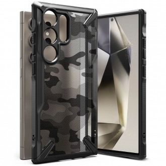 Juodais tvirtais kraštais dėklas "Ringke Fusion X Camo" telefonui Samsung Galaxy S24 Ultra