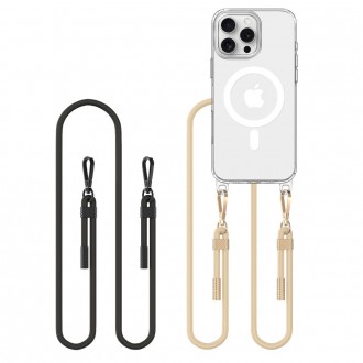 Skaidrus dėklas su dirželiais "Tech-Protect Flexair Chain Black & Taupe" skirtas Apple iPhone 16 Pro