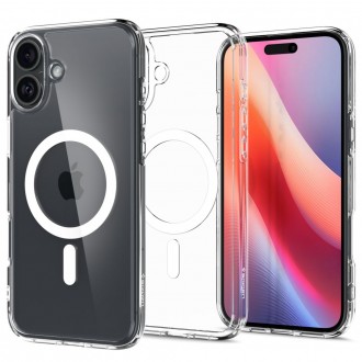 Itin tvirtas skaidrus dėklas su baltomis detalėmis "Spigen Ultra Hybrid Mag Magsafe" telefonui Apple iPhone 16 Plus