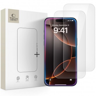 Apsauginis stiklas juodais krašteliais "Tech-Protect Glass Fit+" (2-vnt.) telefonui Apple iPhone 16 Pro Max / 17 Pro Max