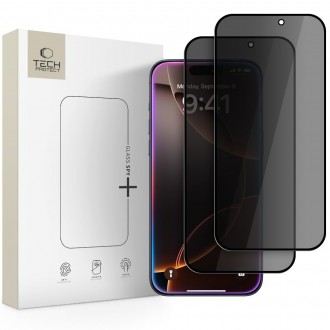 Privatumą suteikiantis apsauginis stikliukas "Tech-Protect Glass Spy+ Privacy" (2 vnt.) telefonui Apple IPhone 16 Pro / 17 / 17 Pro