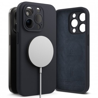 Tamsiai mėlynos spalvos dėklas "Ringke Silicone Magnetic Magsafe" telefonui iPhone 15 Pro Max