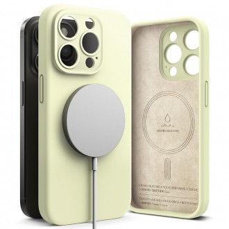 Citrinos spalvos dėklas "Ringke Silicone Magnetic Magsafe" telefonui iPhone 15 Pro Max
