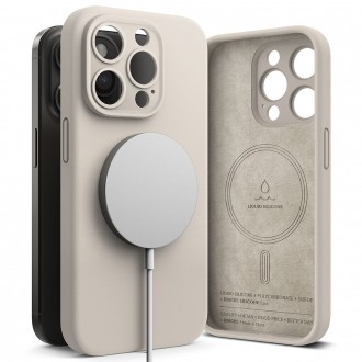 Akmens spalvos dėklas "Ringke Silicone Magnetic Magsafe" telefonui iPhone 15 Pro Max