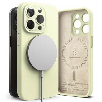 Citrinos spalvos dėklas "Ringke Silicone Magnetic Magsafe" telefonui iPhone 15 Pro