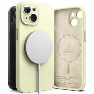 Citrinos spalvos dėklas "Ringke Silicone Magnetic Magsafe" telefonui iPhone 15