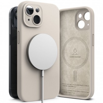 Akmens spalvos dėklas "Ringke Silicone Magnetic Magsafe" telefonui iPhone 15