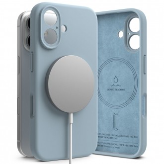 Melsvos spalvos dėklas "Ringke Silicone Magnetic Magsafe" telefonui Apple iPhone 16