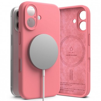 Rožinės spalvos dėklas "Ringke Silicone Magnetic Magsafe" telefonui Apple iPhone 16